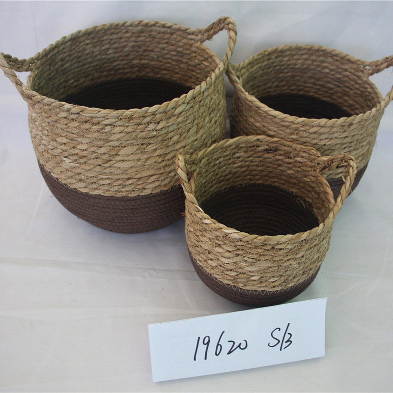 Estante multifuncional de las cestas de la cocina de la cuerda de papel tejida algas marinas para el almacenamiento