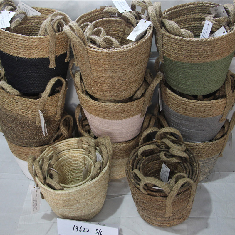 Cesta de paja de muy buena moda y cesta de almacenamiento para decoración del hogar.
