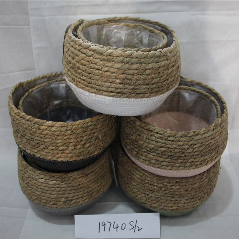 Cesta de almacenamiento de cuerda de algodón tejida blanca de encargo al por mayor de la decoración casera